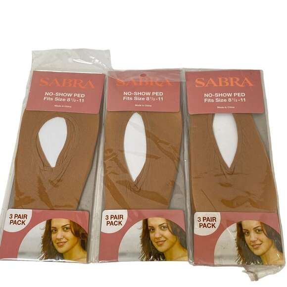 Sabra Nylon No-Show Peds 9 Pair (3packs of 3) Nude Color - Picture 2 of 4